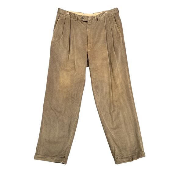 Vintage Santorelli Pants Mens 36 Mocha Como 2 Corduroy Cotton Pleated Trouser - Picture 1 of 16